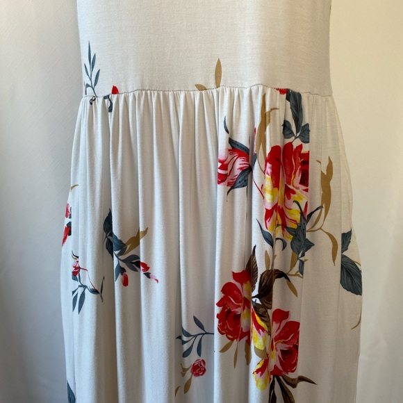 Women's Bohemian Floral Jersey Sleeveless
Racerback Maxi Summer Dress LG Pockets - Picture 5 of 16